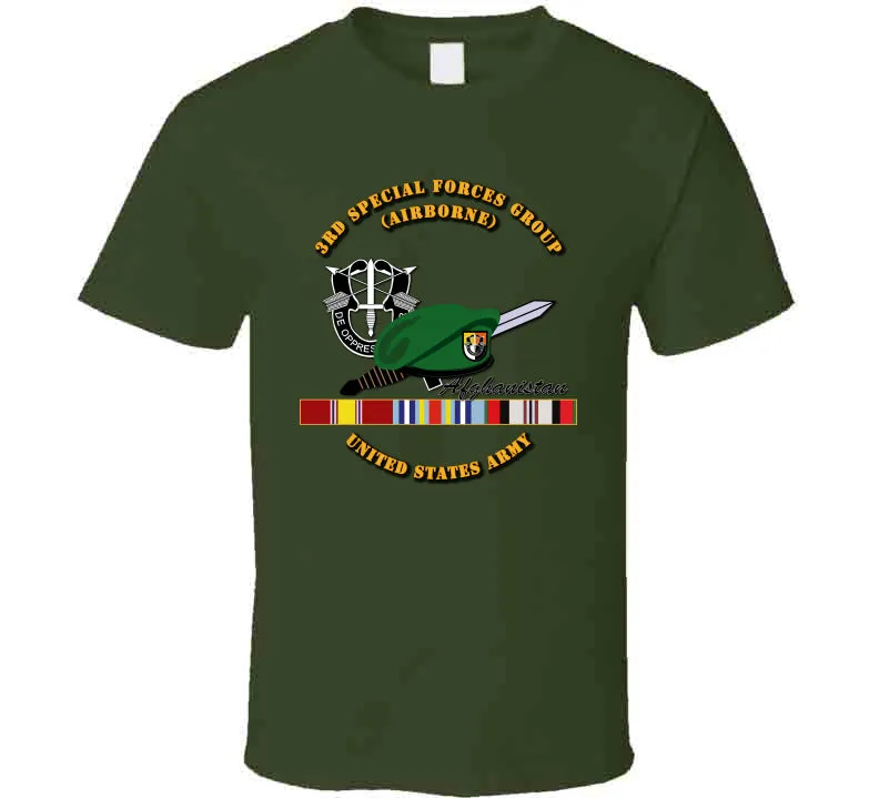 3rd Special Forces Group with DUI, Beret,  and  Afghanistan Ribbons T Shirt