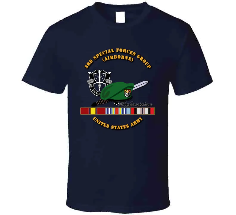 3rd Special Forces Group with DUI, Beret,  and  Afghanistan Ribbons T Shirt