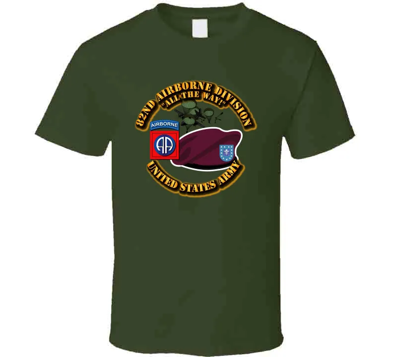 82nd Airborne Div - Beret - Mass Tac - Maroon T Shirt