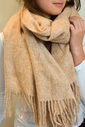 Beige Plain Fringe Scarf