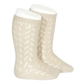 Condor Socks - Openwork, Warm Knee High - Linen