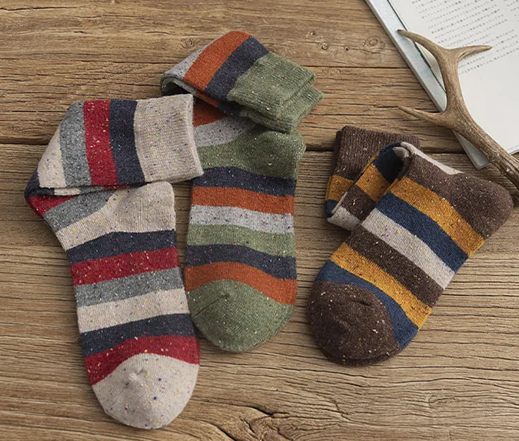 Cozy and Warm | Wool Socks | Brown Stripes