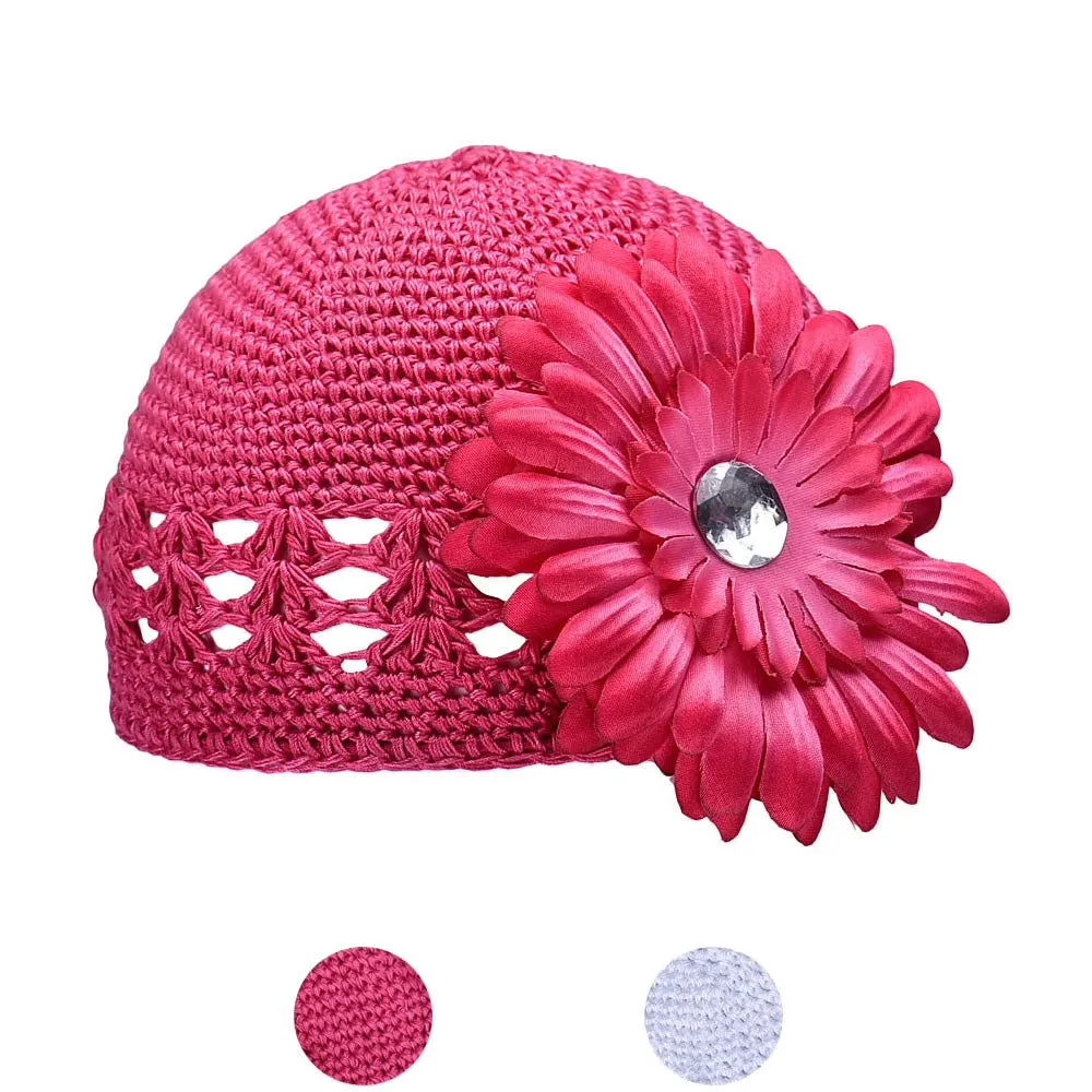 Girls Crochet Flower Hat - ONLY 1 LEFT !!!