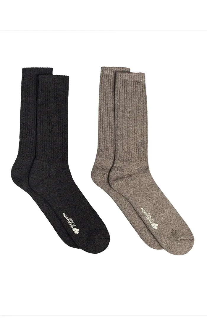 GN Casual Crew Socks - Cotton Blend - 2 PK - Black & Brown