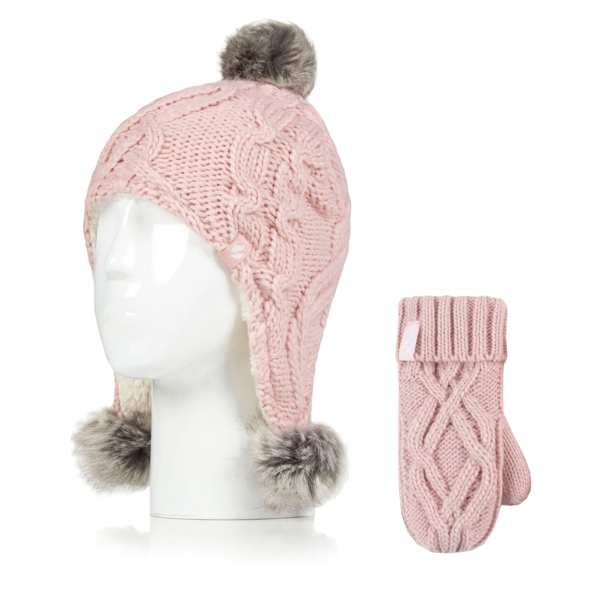 Kids Majestic Explorer Hat & Mittens - Dusky Pink