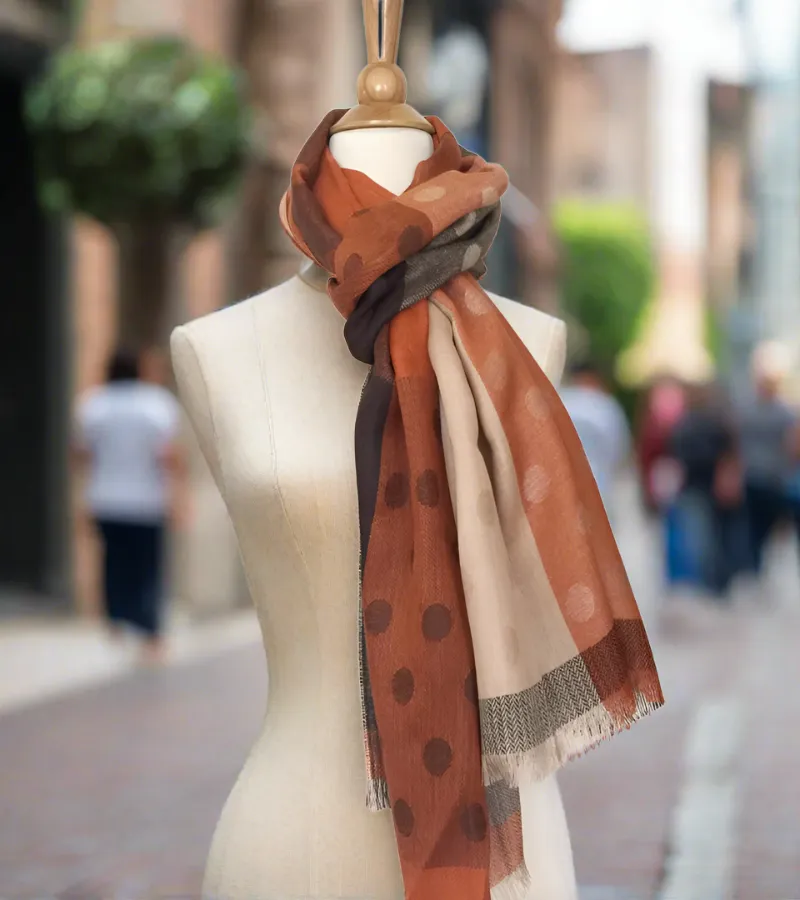 Koi Cafe Dots Baby Alpaca & Silk Stole/Shawl/Scarf - Peru