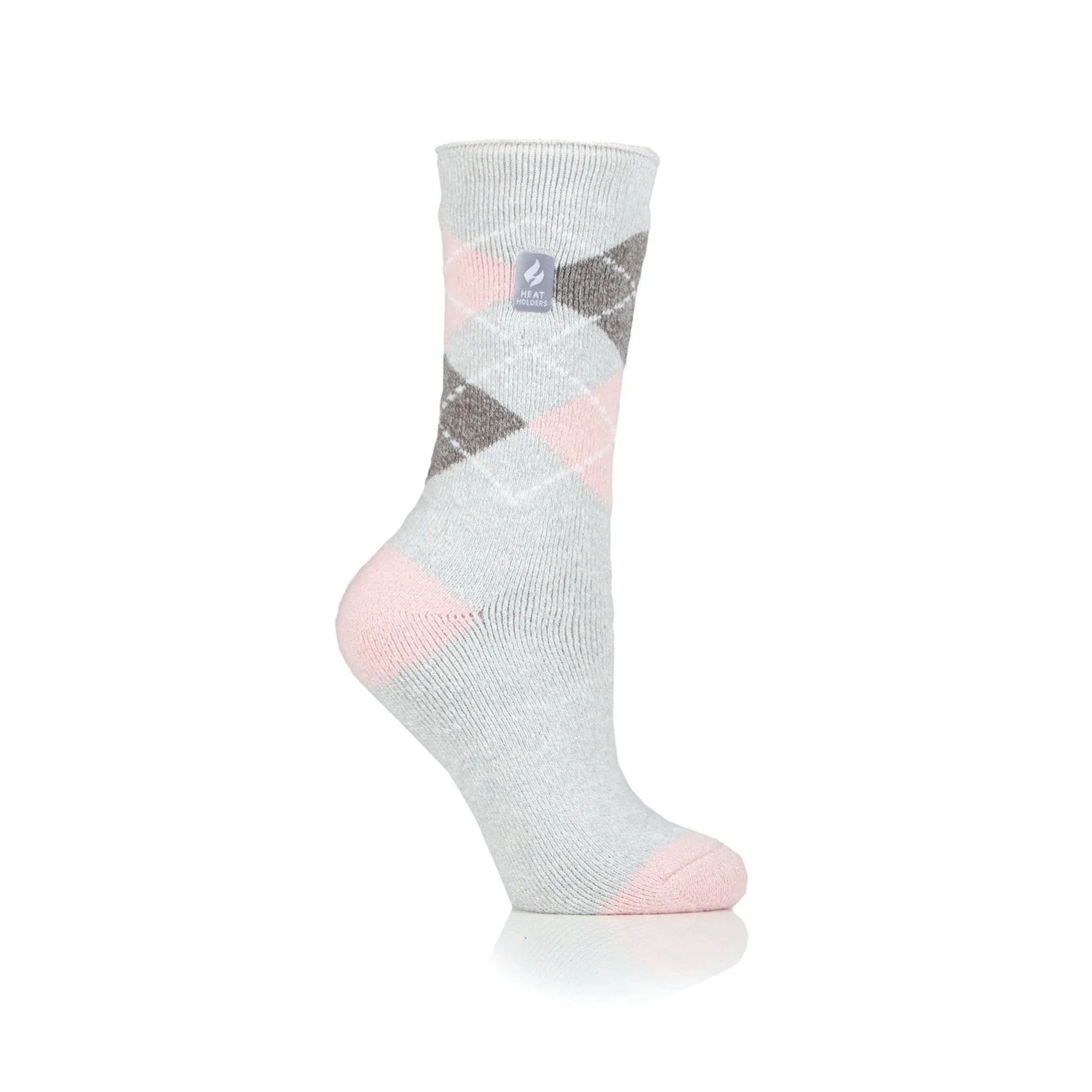 Ladies Lite Cali Argyle Socks - Silver & Grey