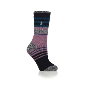 Ladies Original Cherith Varied Stripe Socks - Navy / Dark Teal