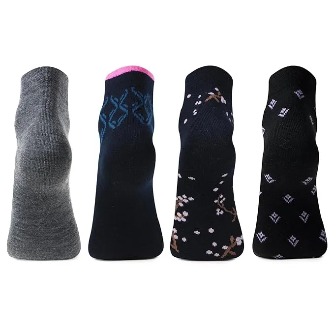 Ladies Woolen Ankle-Length Multi-color Thumb Socks - Pack Of 4