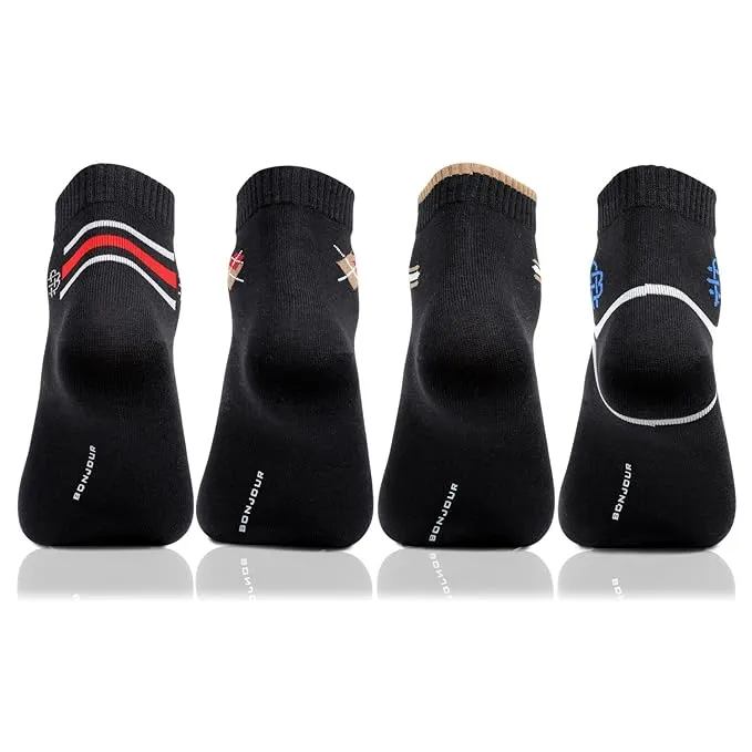 Men Black Color Ankle length Socks - Pack Of 4