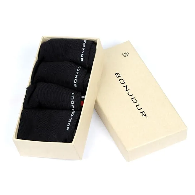 Men Black Color Ankle length Socks - Pack Of 4