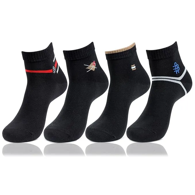 Men Black Color Ankle length Socks - Pack Of 4