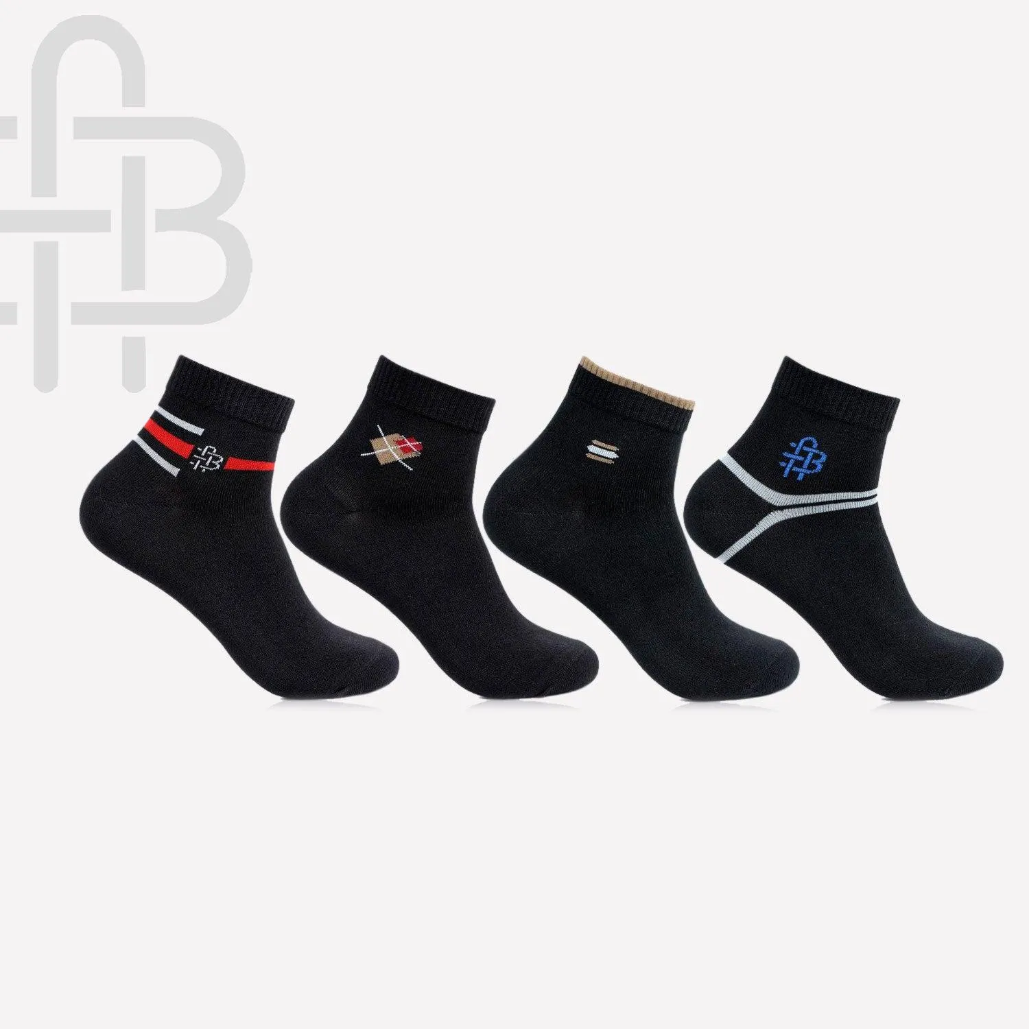 Men Black Color Ankle length Socks - Pack Of 4