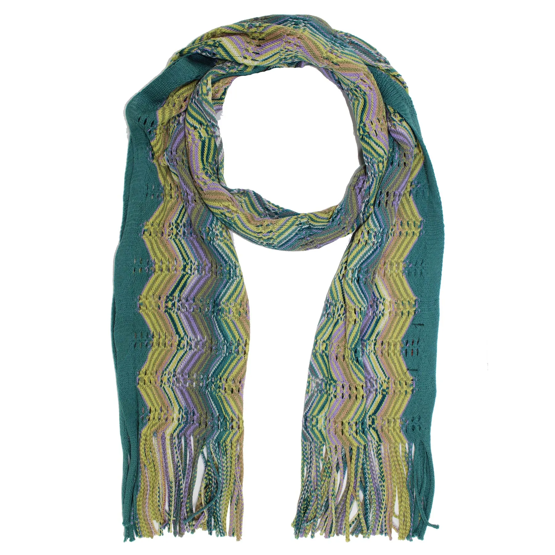 Missoni Scarf Green Lilac Herringbone Design - Designer Shawl