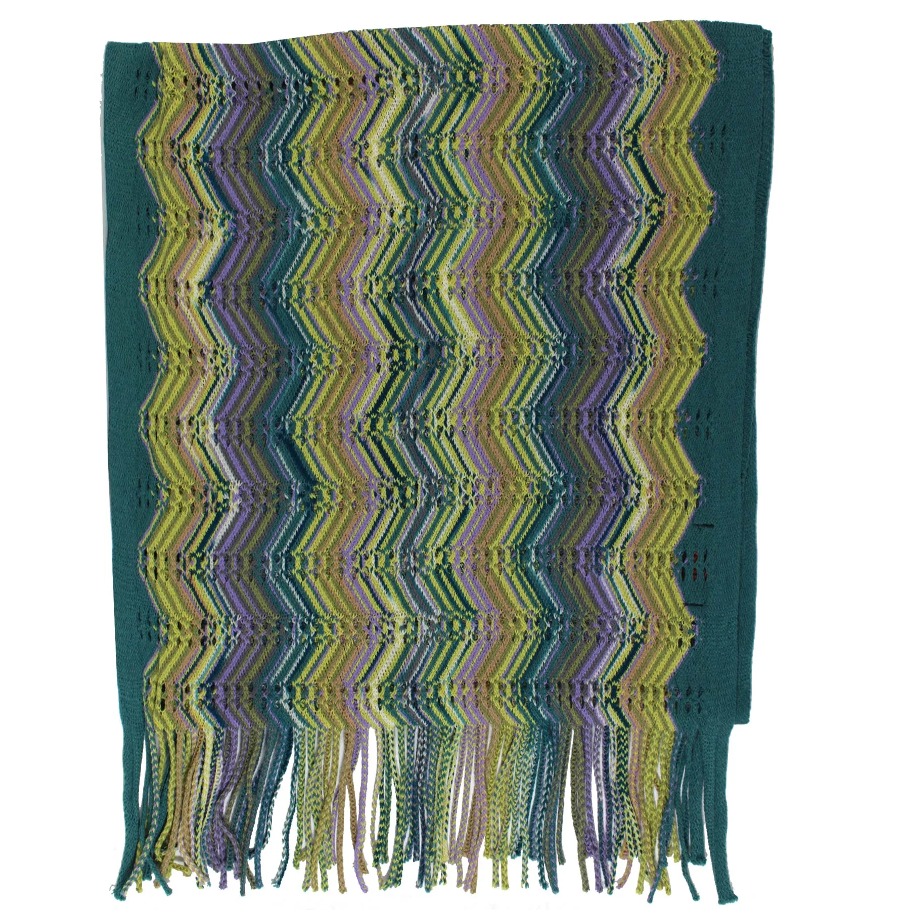 Missoni Scarf Green Lilac Herringbone Design - Designer Shawl