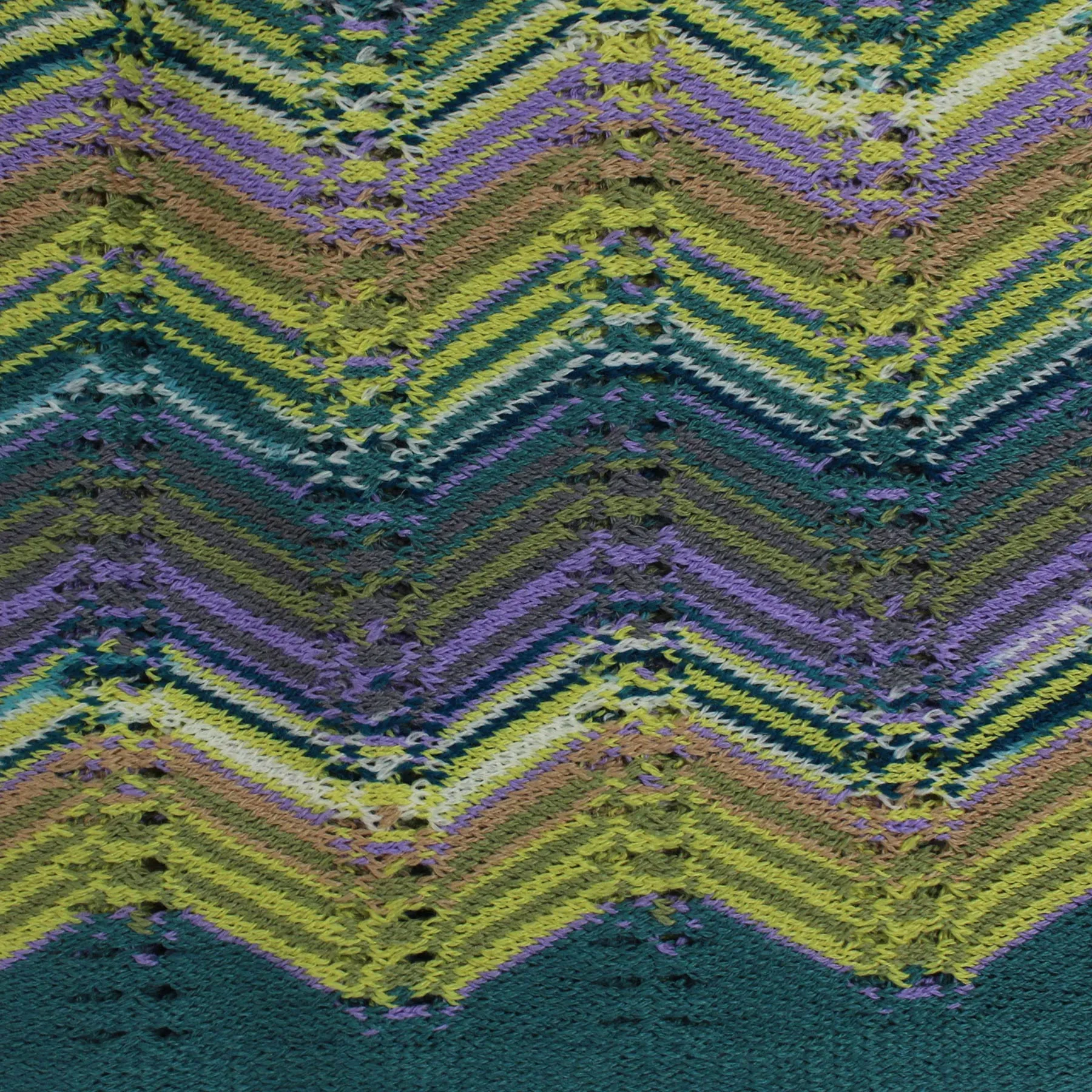 Missoni Scarf Green Lilac Herringbone Design - Designer Shawl