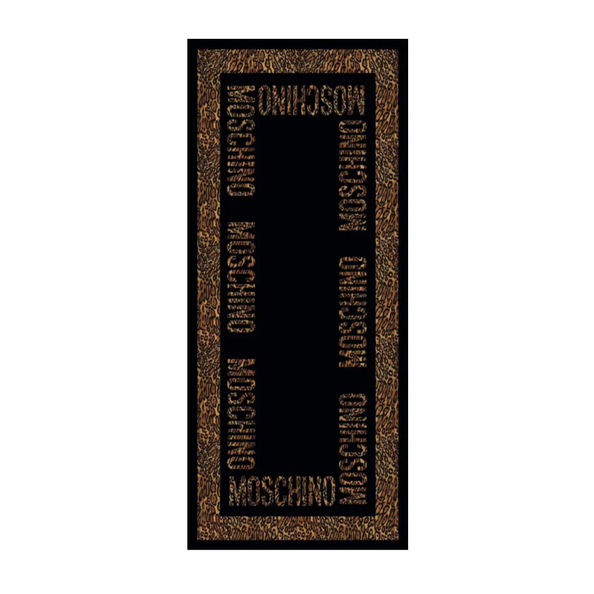  oversized Moschino Black Logo & Leopard Print Wool-Silk Shawl - Luxury Fashion Scarf Sale