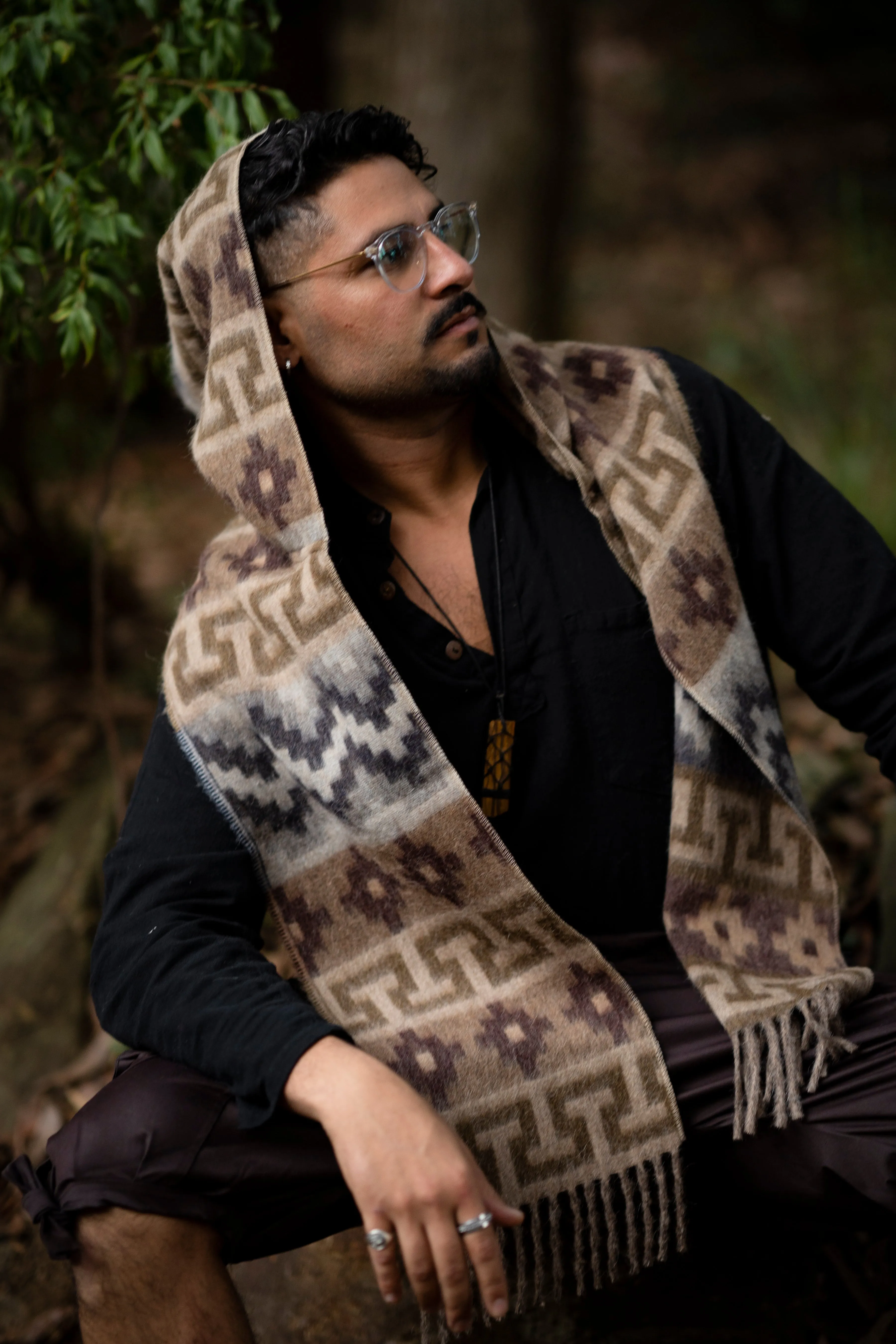 Mountain Alpaca Geometric Scarf for Men - Wholesale