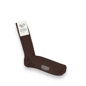 NISHIGUCHI KUTSUSHITA Silk Cotton Ribbed Socks brown