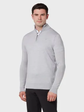 Quarter Zip Merino Sweater In Pearl Blue Heather