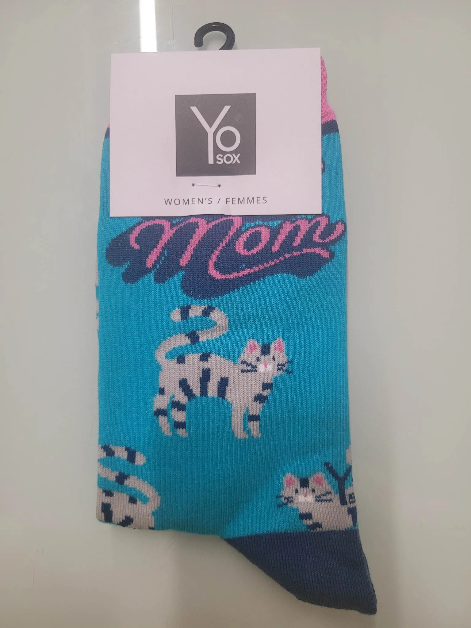 "Cat Mom" Cotton Dress Crew Socks by Yo Sox - Medium