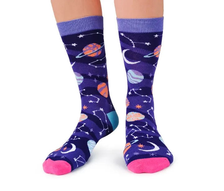 "Celestial" Cotton Crew Socks by Uptown Sox - Medium