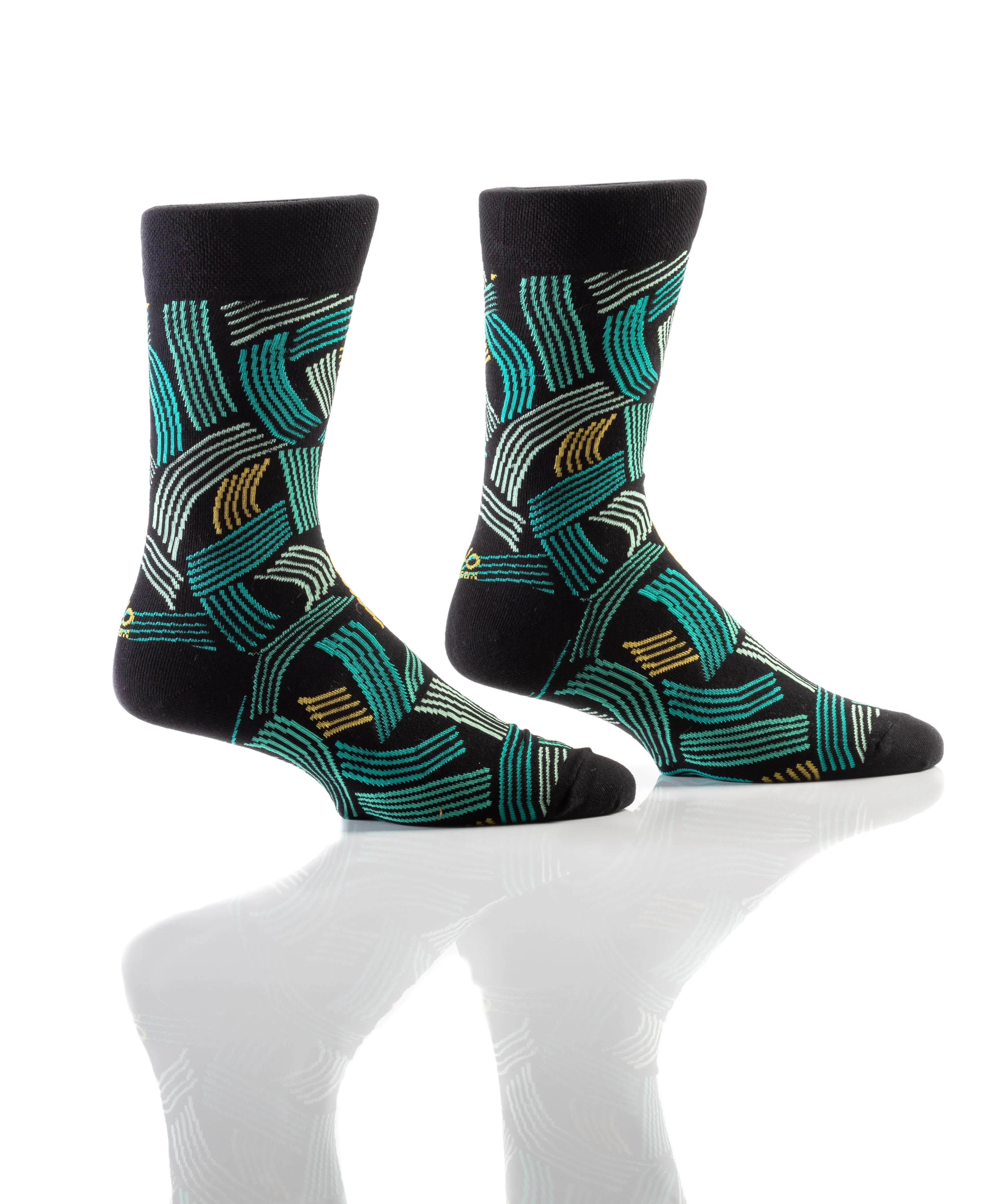 "Green Abstract" Cotton Dress Crew Socks by YO Sox -Large