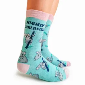 "Koalafied" Cotton Crew Socks by Uptown Sox