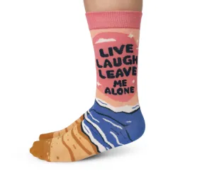 "Live, Laugh, Leave" Crew Socks by Uptown Sox - Medium