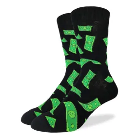 "Raining Money" Crew Socks by Good Luck Sock - Large