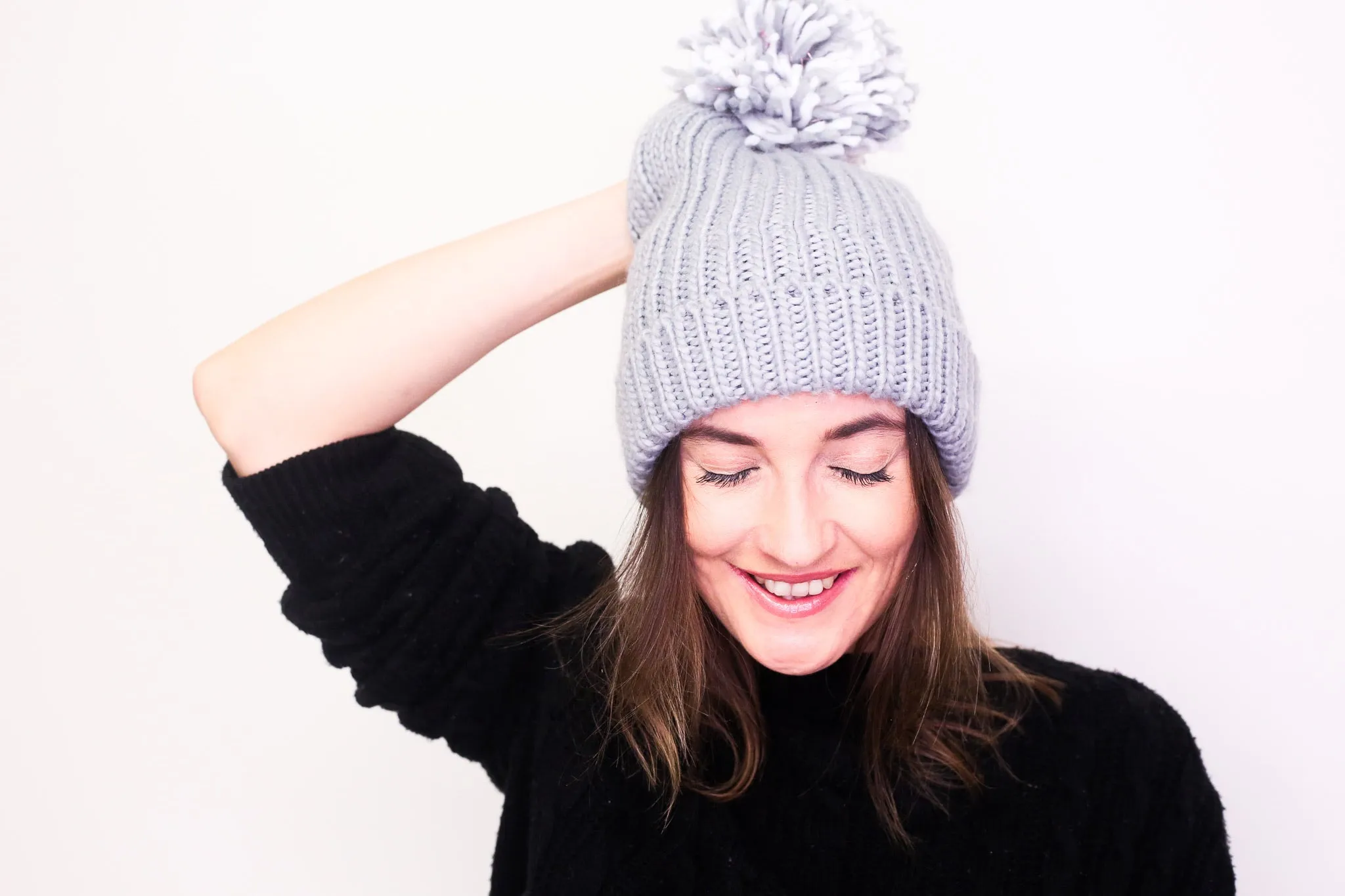 Shimmer Pom Pom Hat - Grey