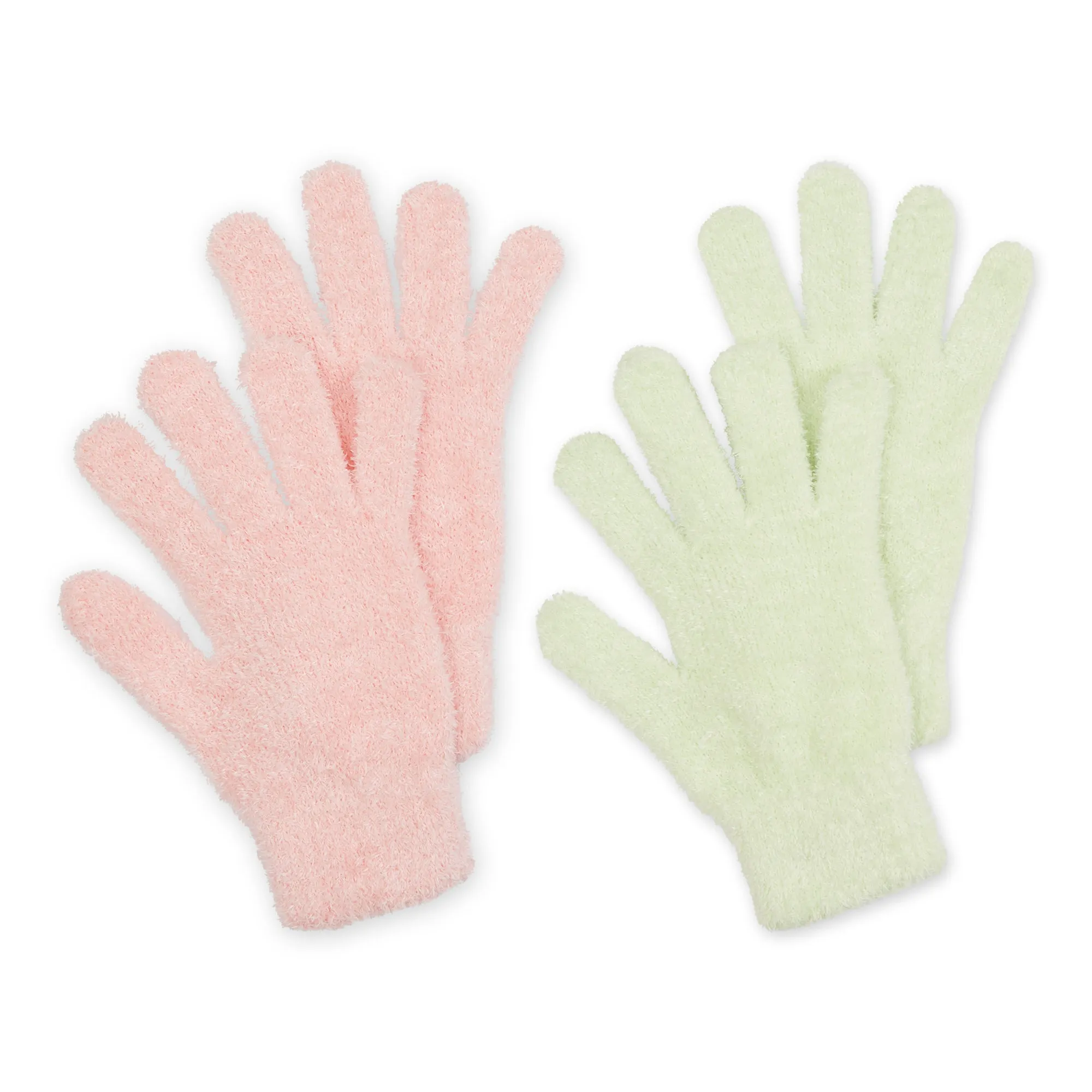 Spa Gloves Set Of 2 - Aloe Infused - Mint/Pink