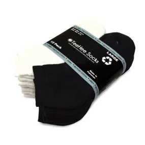 TeeHee Socks Men's Casual Cotton Low Cut Black, White 12-Pack (51151)