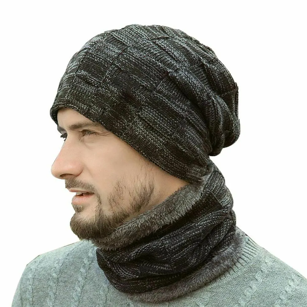 Winter Warm Knit Beanie Hat And Scarf Set