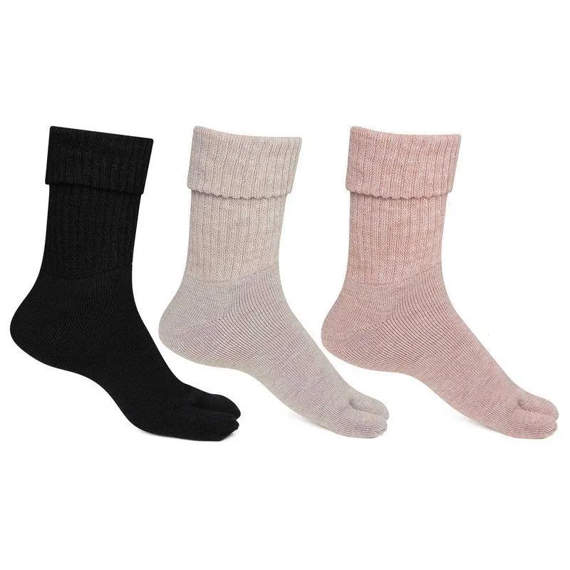 Women Multicolored Woolen Thumb Socks -Pack of 3