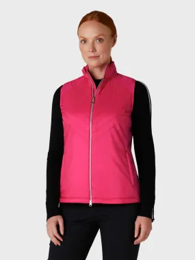 Women's Chevron Quilted Sleeveless Golf Vest In Pink Peacock